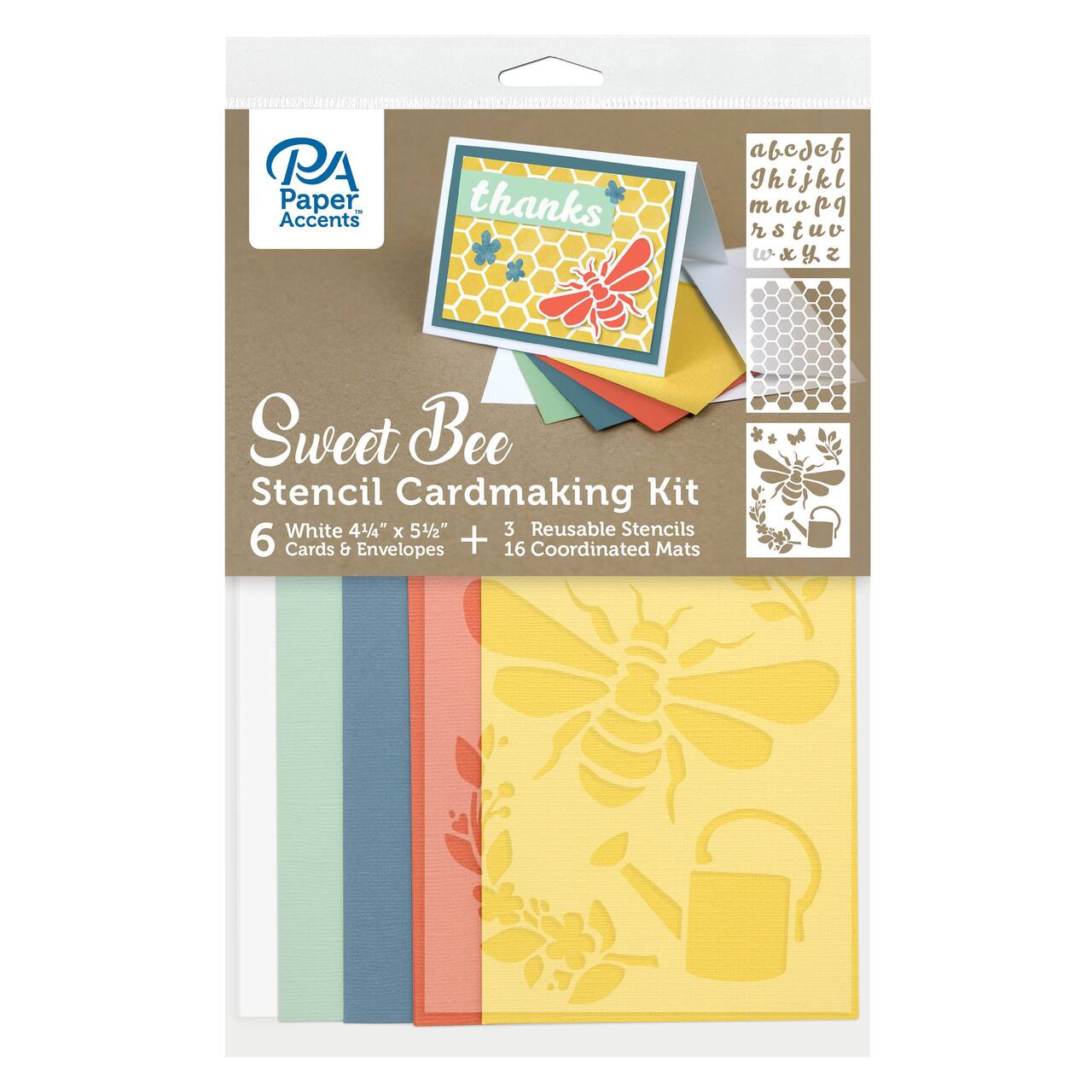 PA Paper&#x2122; Accents Sweet Bee Cardmaking Kit with Stencils